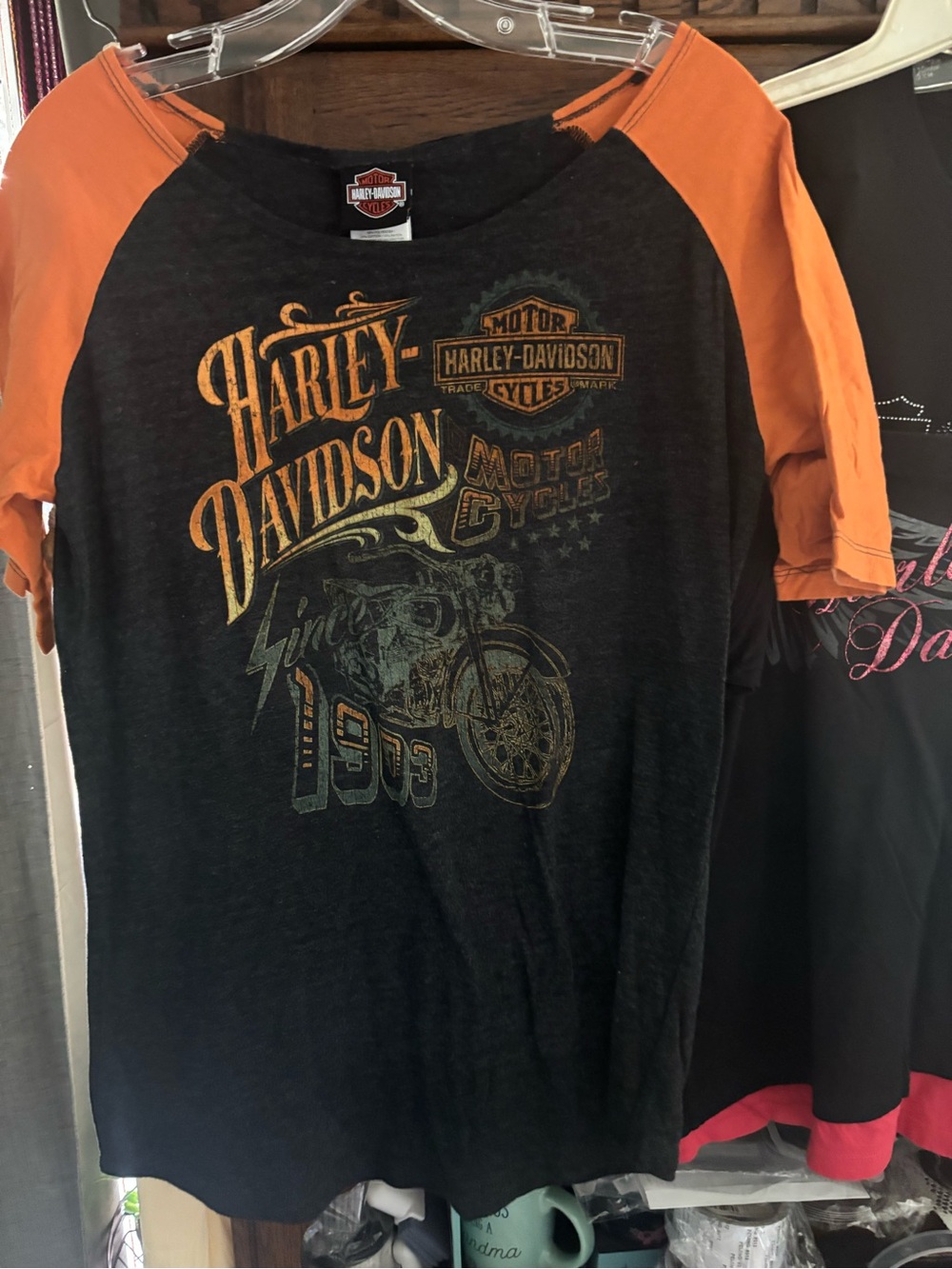Harley-Davidson Men's Black & Orange Graphic Raglan Tee